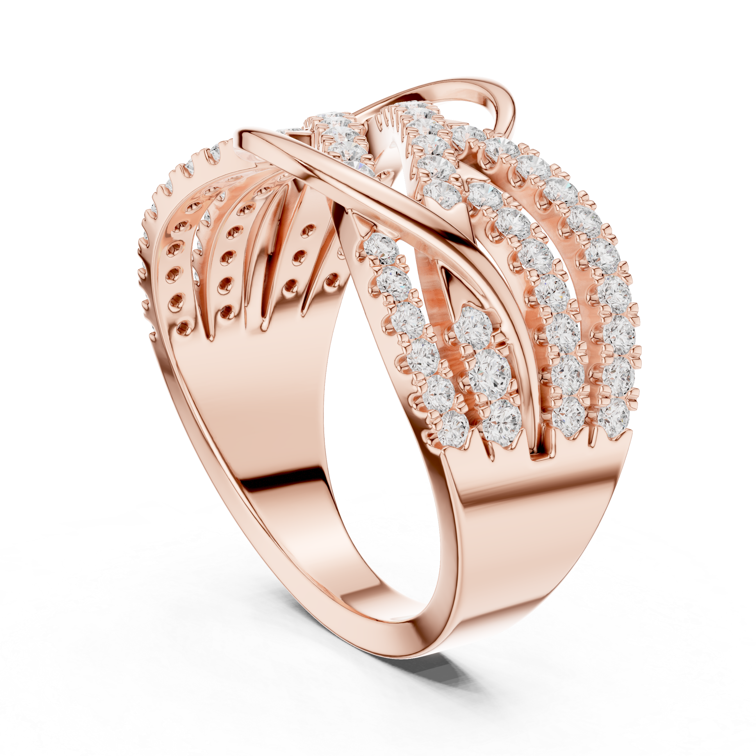 Round Cut Diamond Intertwined Infinity Twist Band Ring