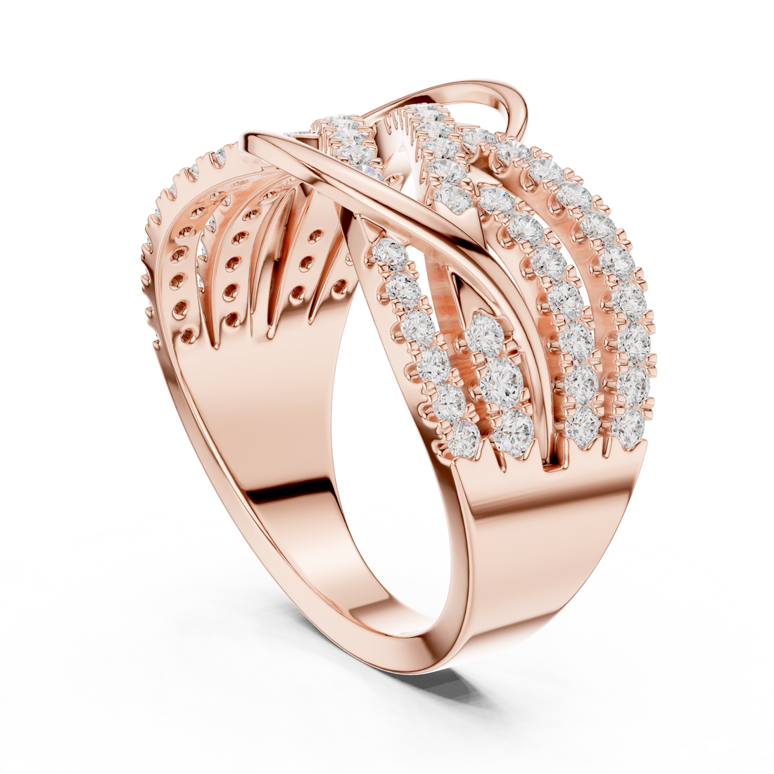 Round Cut Diamond Intertwined Infinity Twist Band Ring