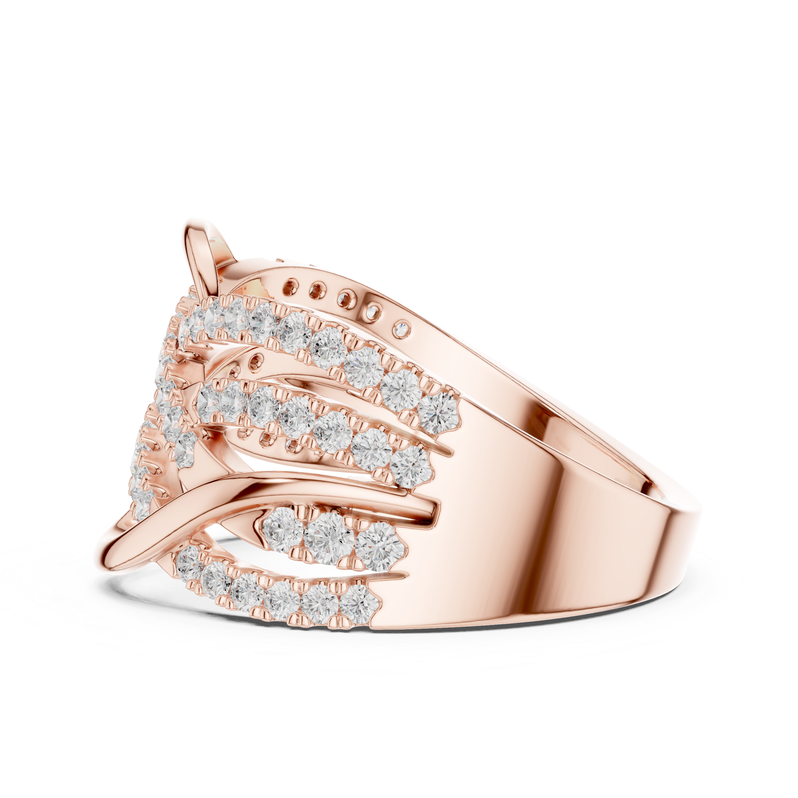 Round Cut Diamond Intertwined Infinity Twist Band Ring
