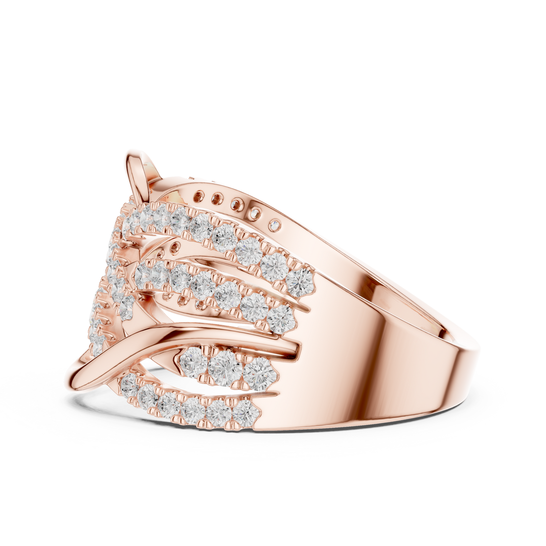 Round Cut Diamond Intertwined Infinity Twist Band Ring