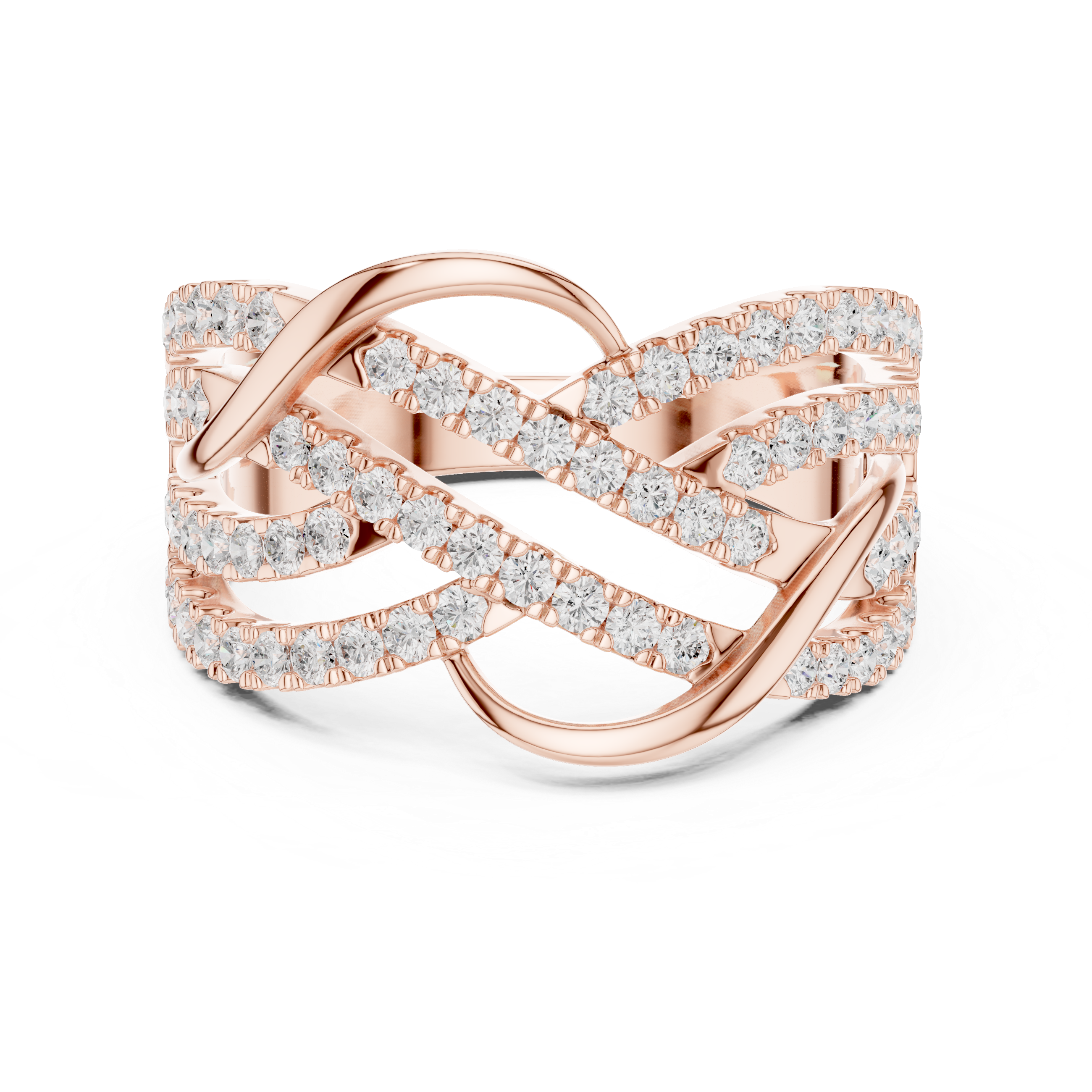 Round Cut Diamond Intertwined Infinity Twist Band Ring