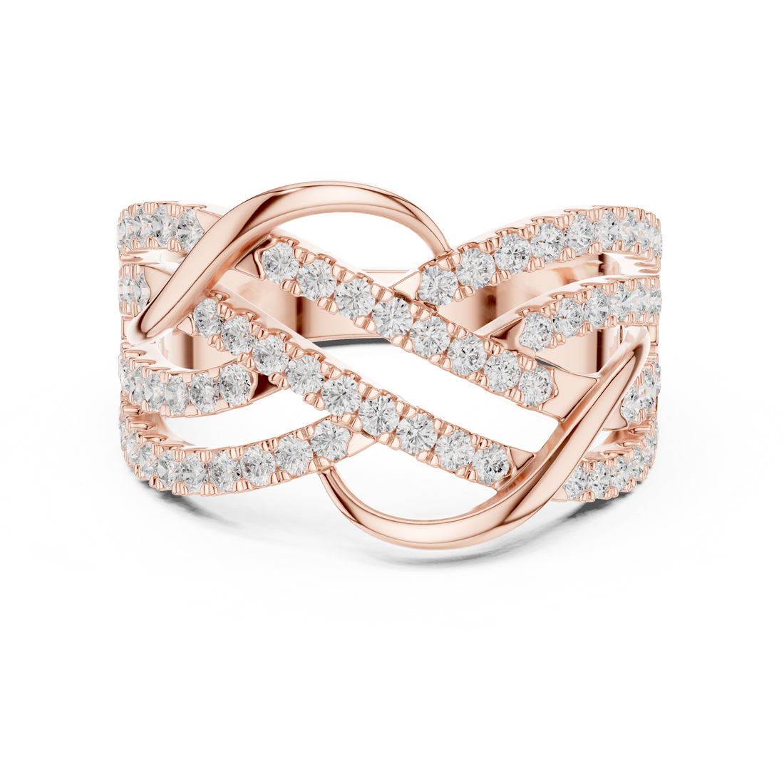 Round Cut Diamond Intertwined Infinity Twist Band Ring