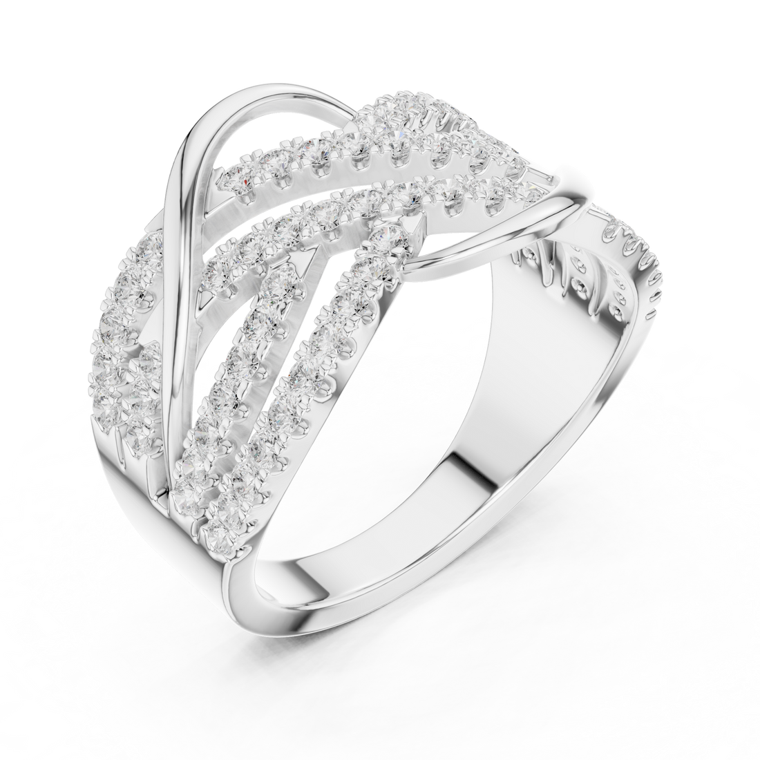 Round Cut Diamond Intertwined Infinity Twist Band Ring