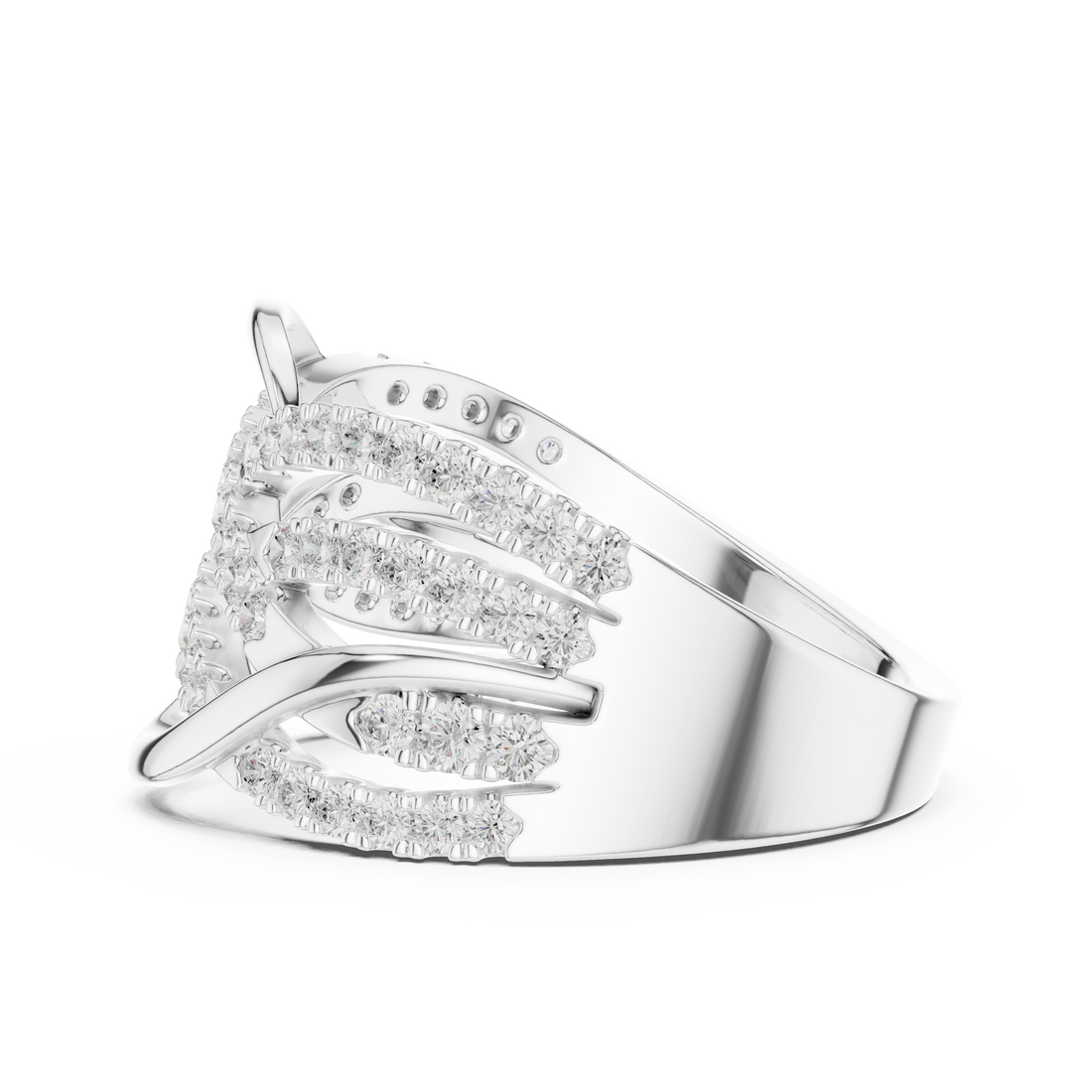 Round Cut Diamond Intertwined Infinity Twist Band Ring