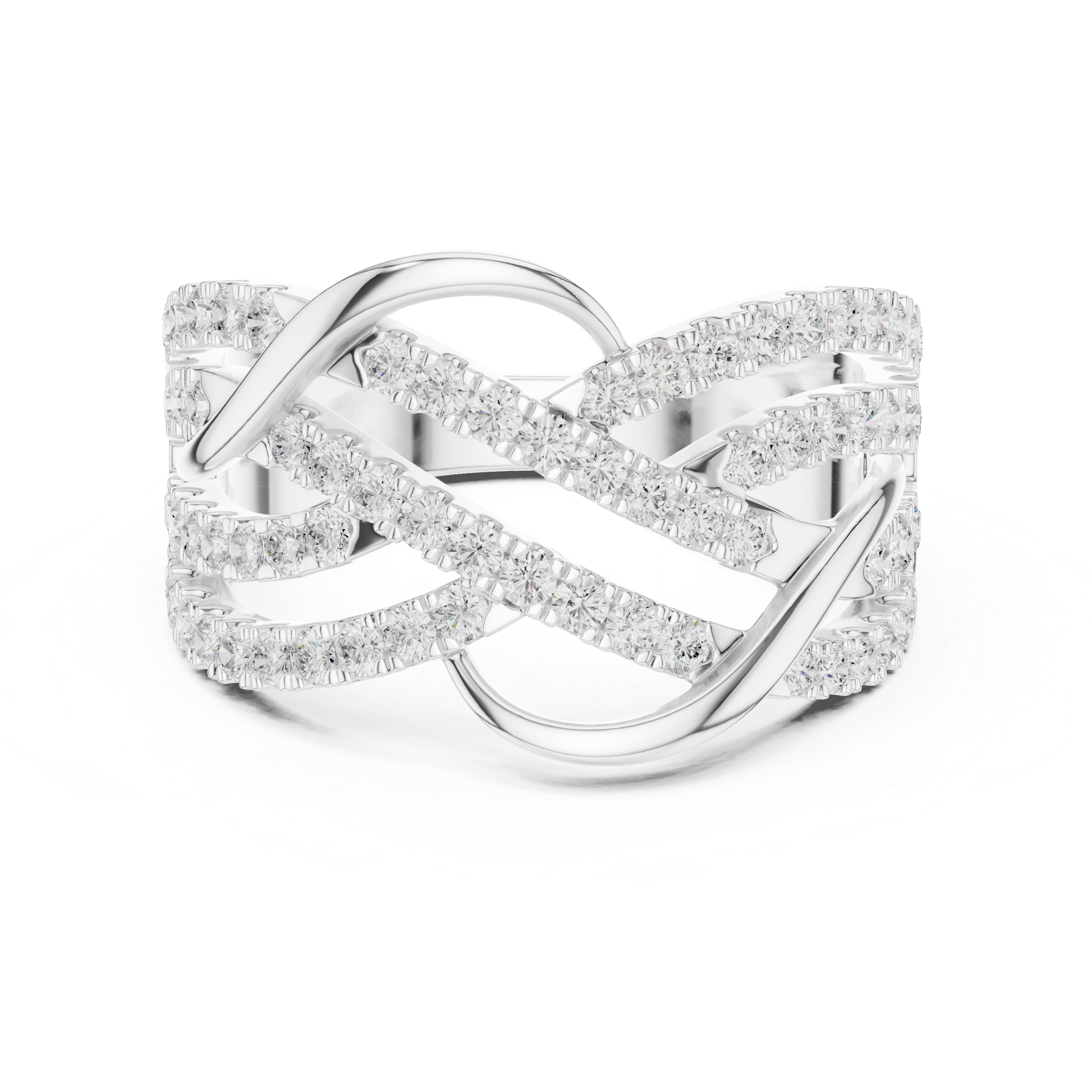 Round Cut Diamond Intertwined Infinity Twist Band Ring
