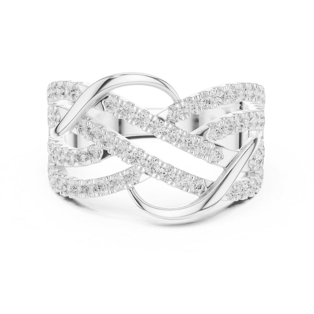 Round Cut Diamond Intertwined Infinity Twist Band Ring