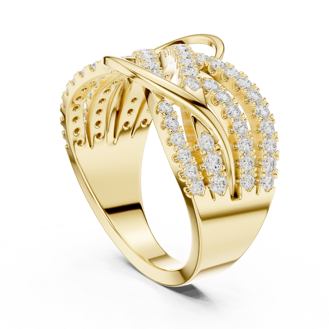 Round Cut Diamond Intertwined Infinity Twist Band Ring