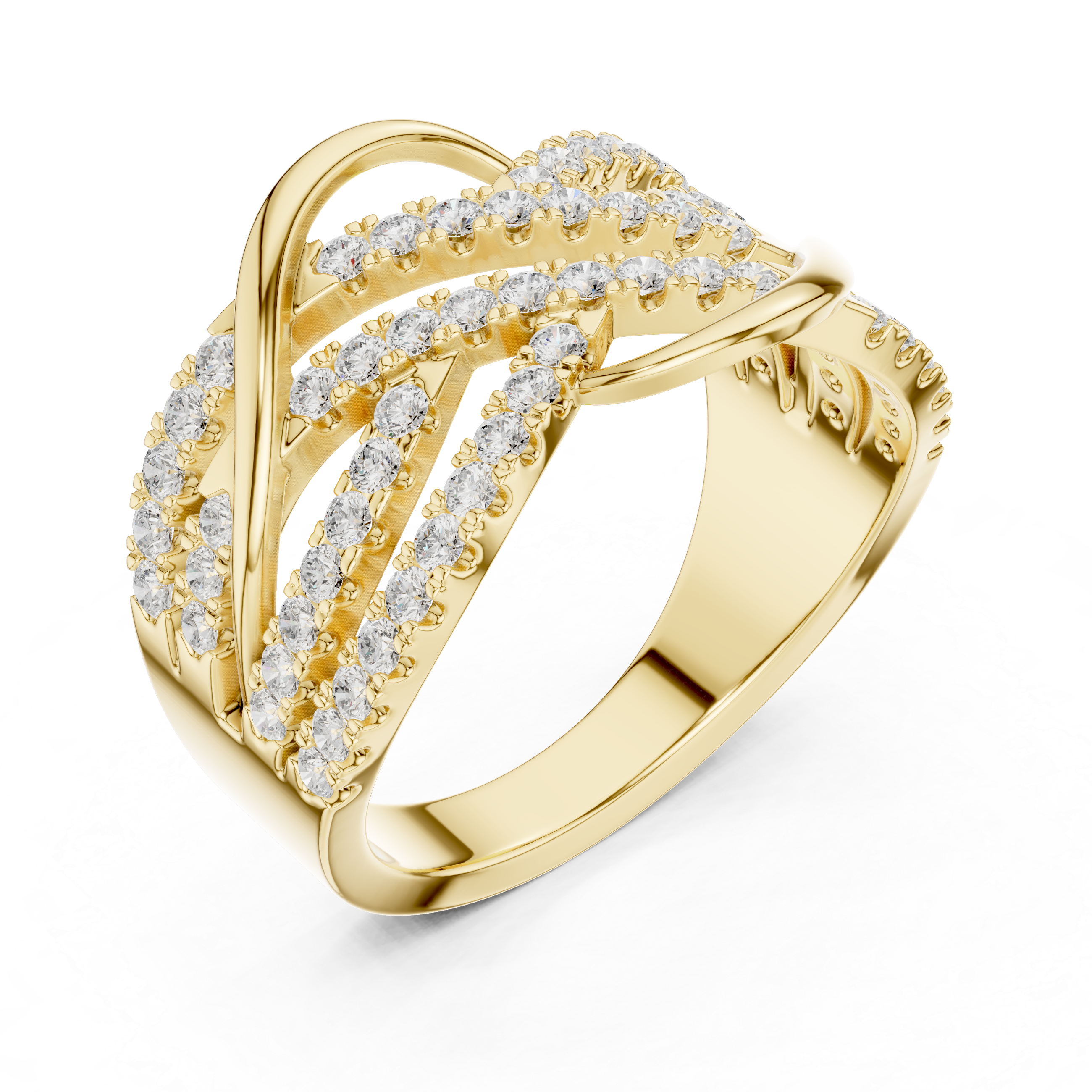 Round Cut Diamond Intertwined Infinity Twist Band Ring