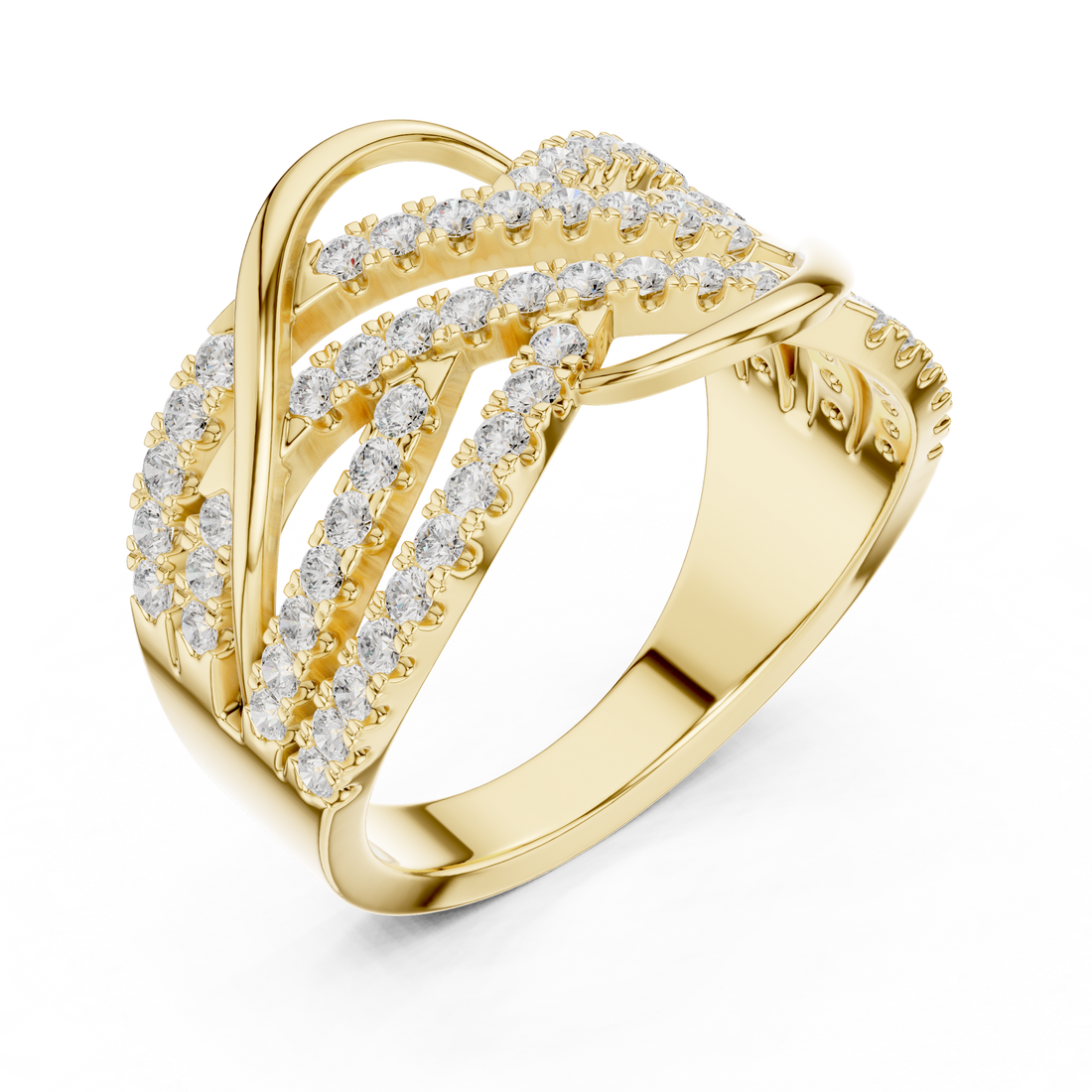 Round Cut Diamond Intertwined Infinity Twist Band Ring