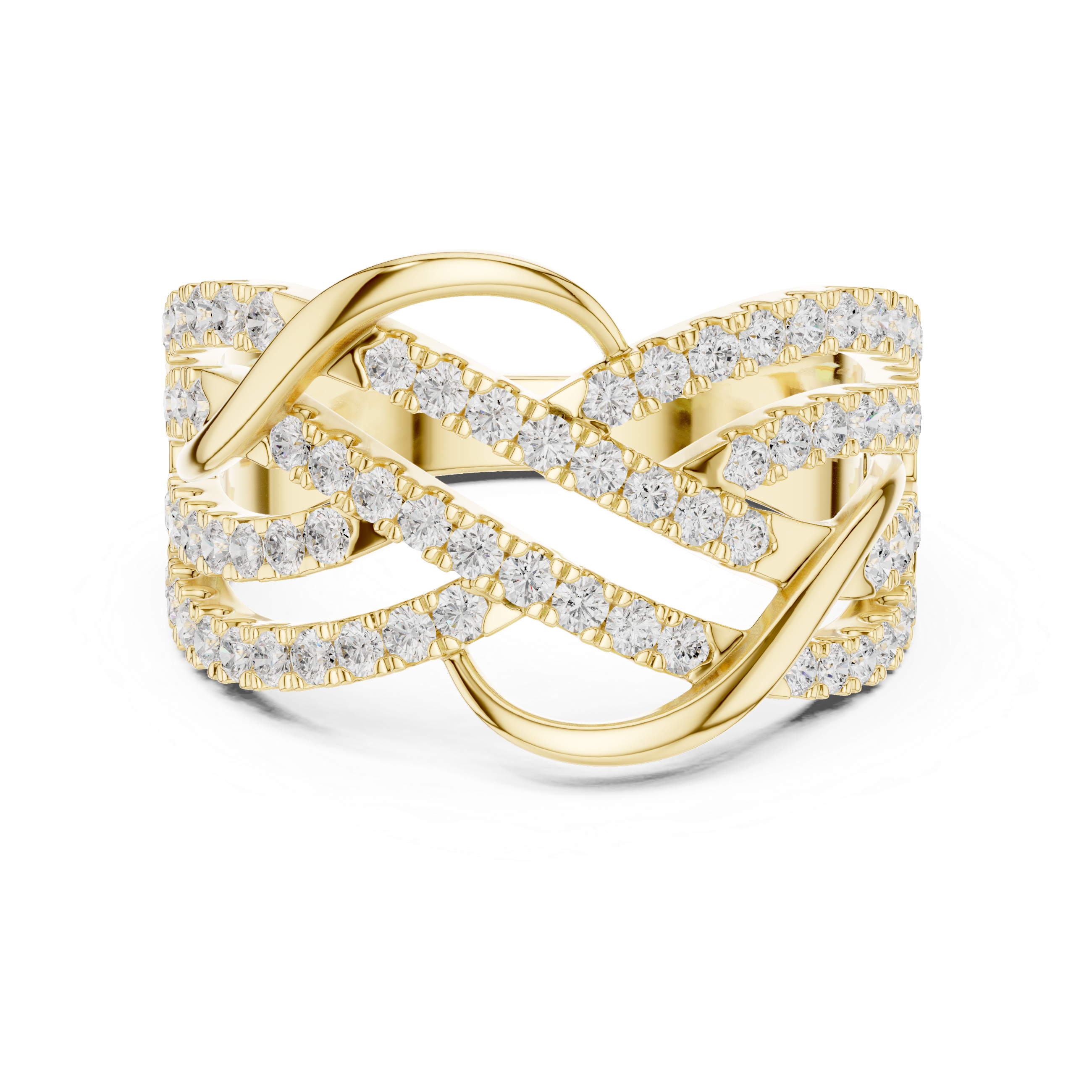 Round Cut Diamond Intertwined Infinity Twist Band Ring