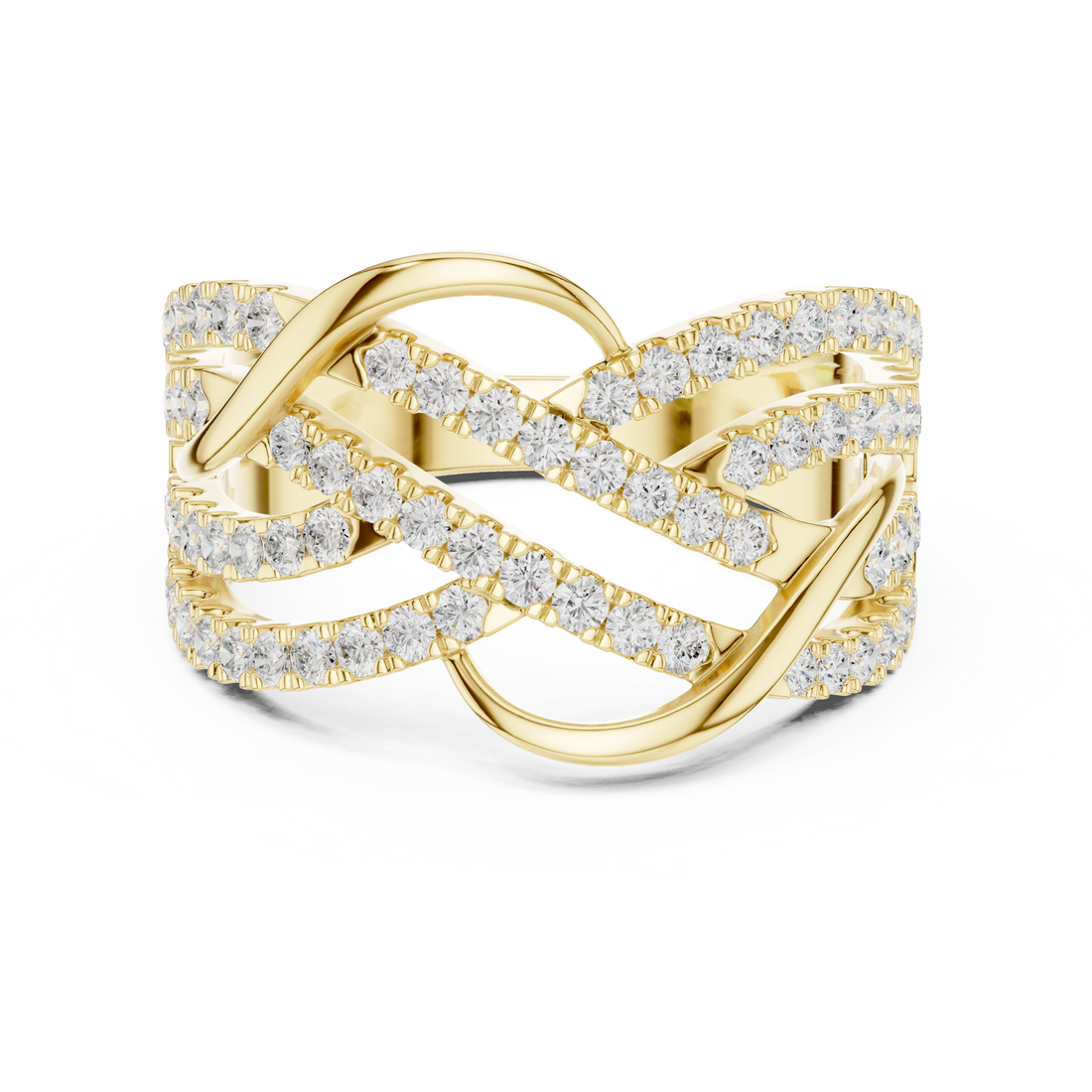 Round Cut Diamond Intertwined Infinity Twist Band Ring