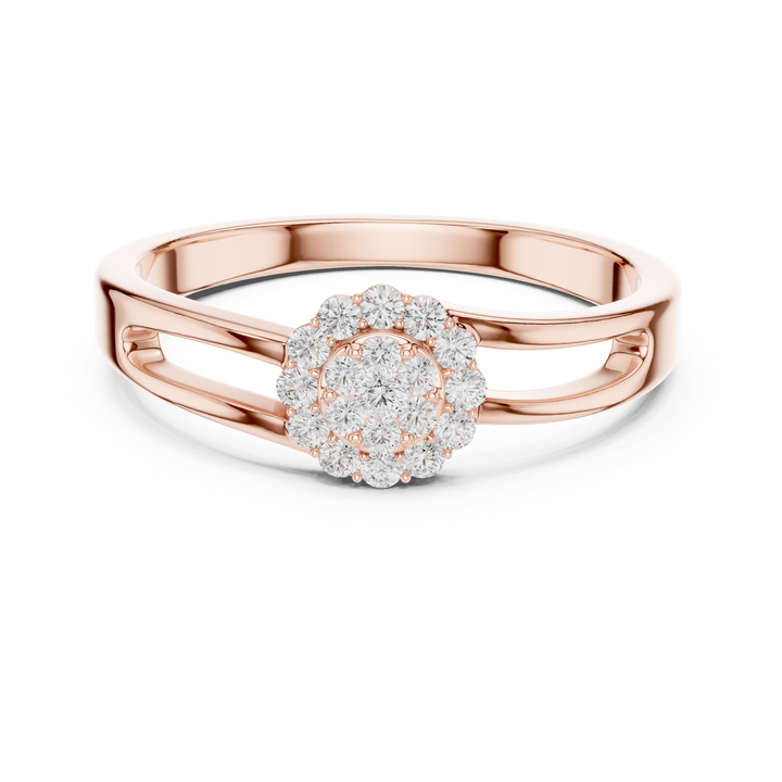 Round Cut Diamond Cluster Halo Ring with Split Band