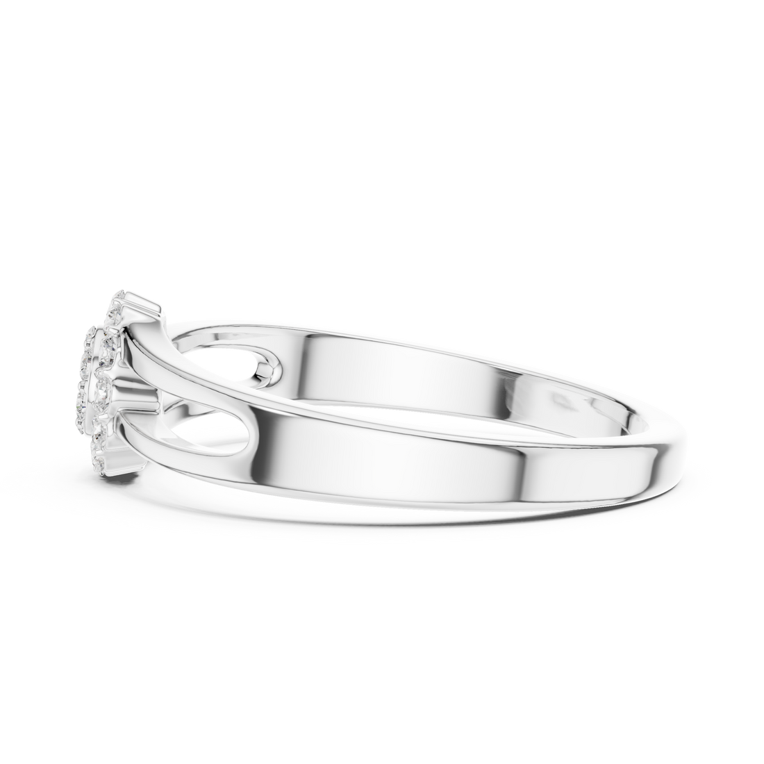 Round Cut Diamond Cluster Halo Ring with Split Band