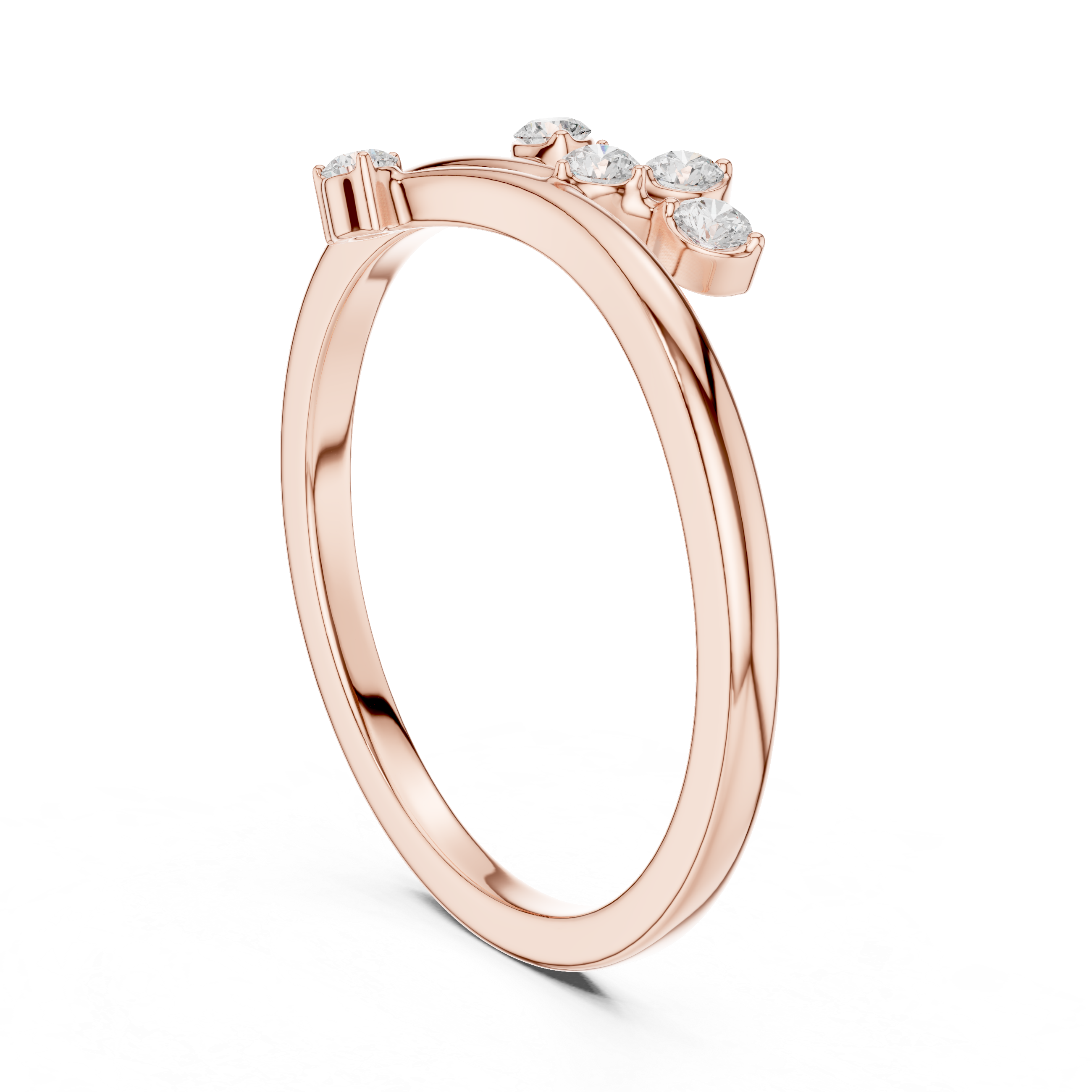 Round Cut Multi-Stone Diamond Branch Twist Ring
