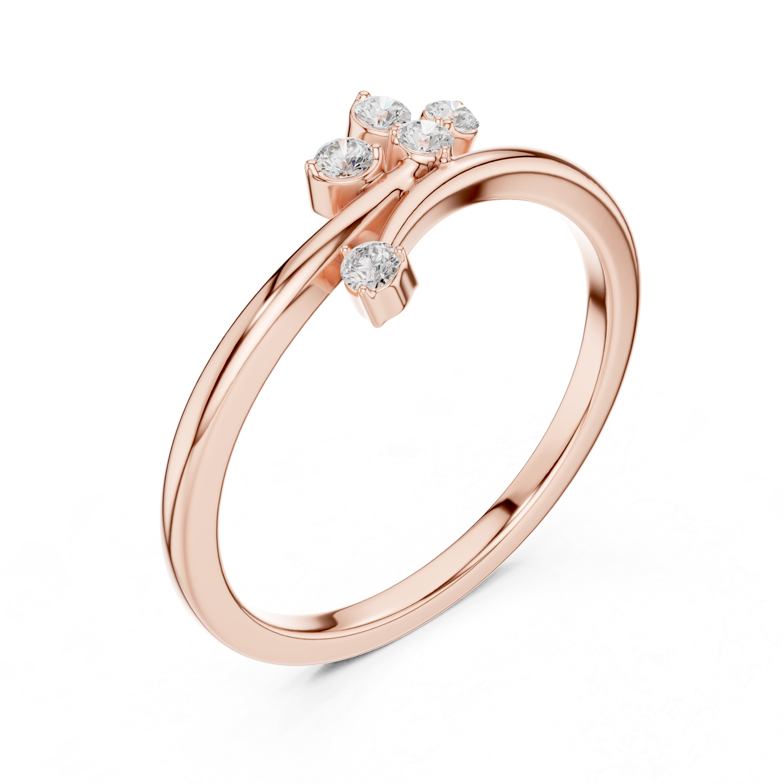 Round Cut Multi-Stone Diamond Branch Twist Ring