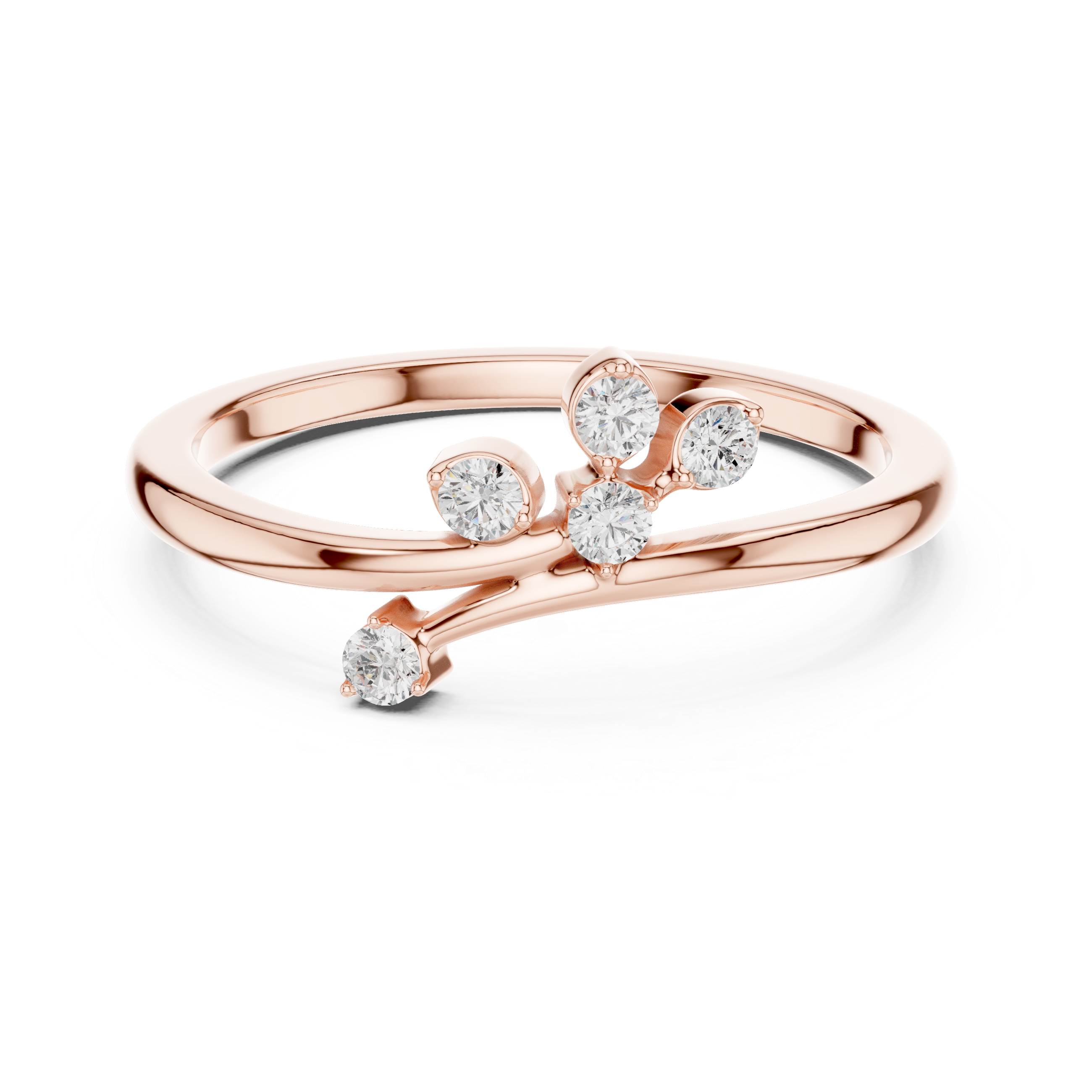 Round Cut Multi-Stone Diamond Branch Twist Ring