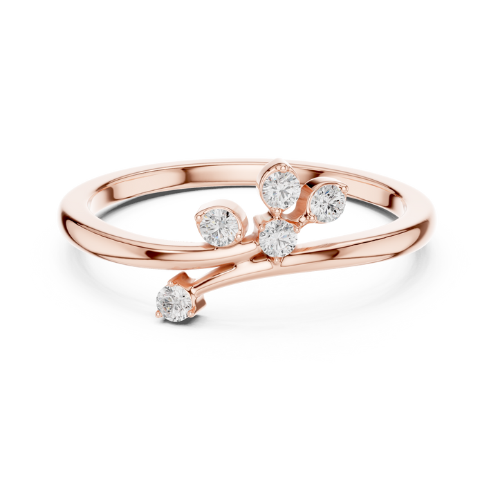 Round Cut Multi-Stone Diamond Branch Twist Ring