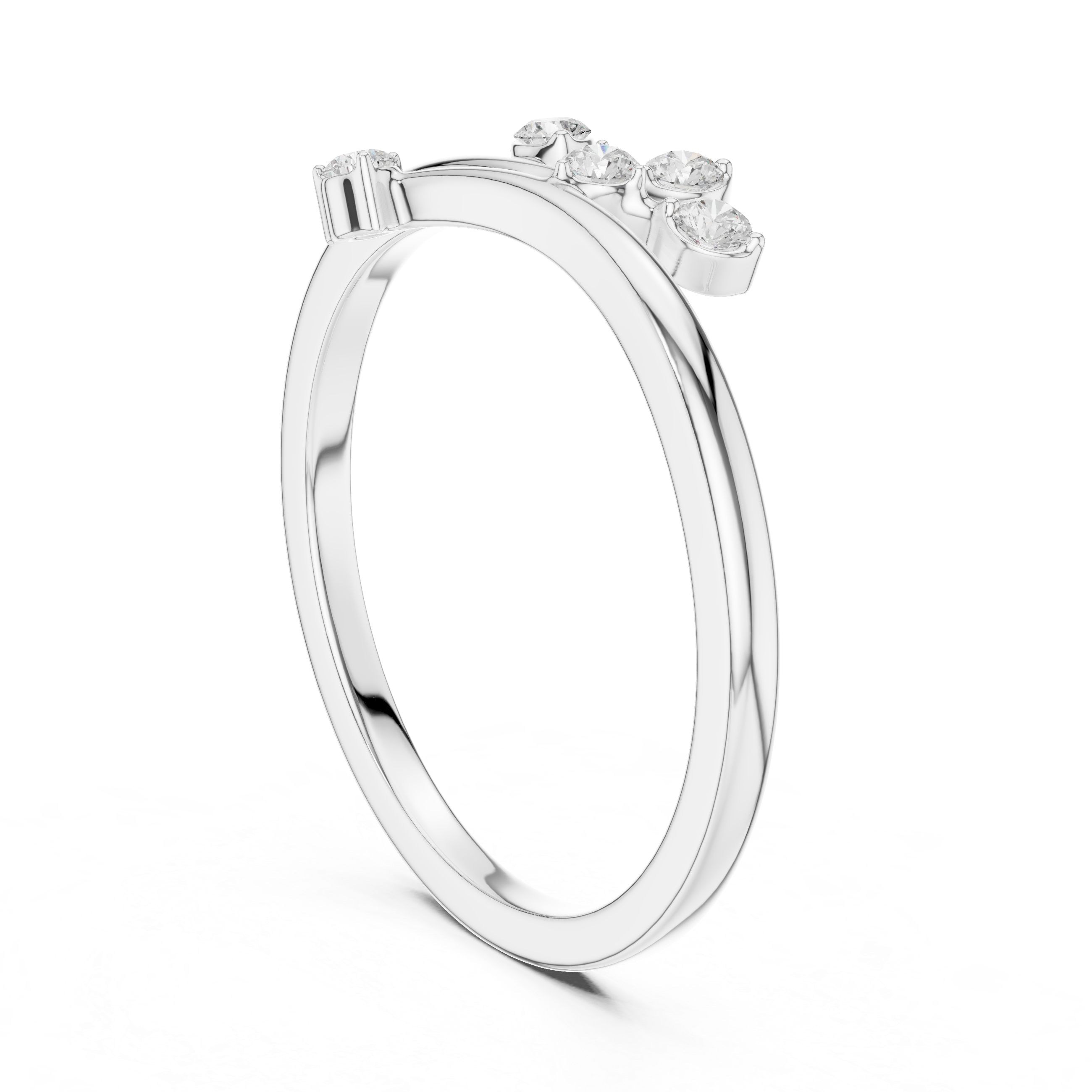 Round Cut Multi-Stone Diamond Branch Twist Ring