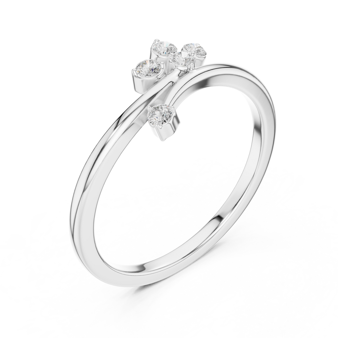 Round Cut Multi-Stone Diamond Branch Twist Ring