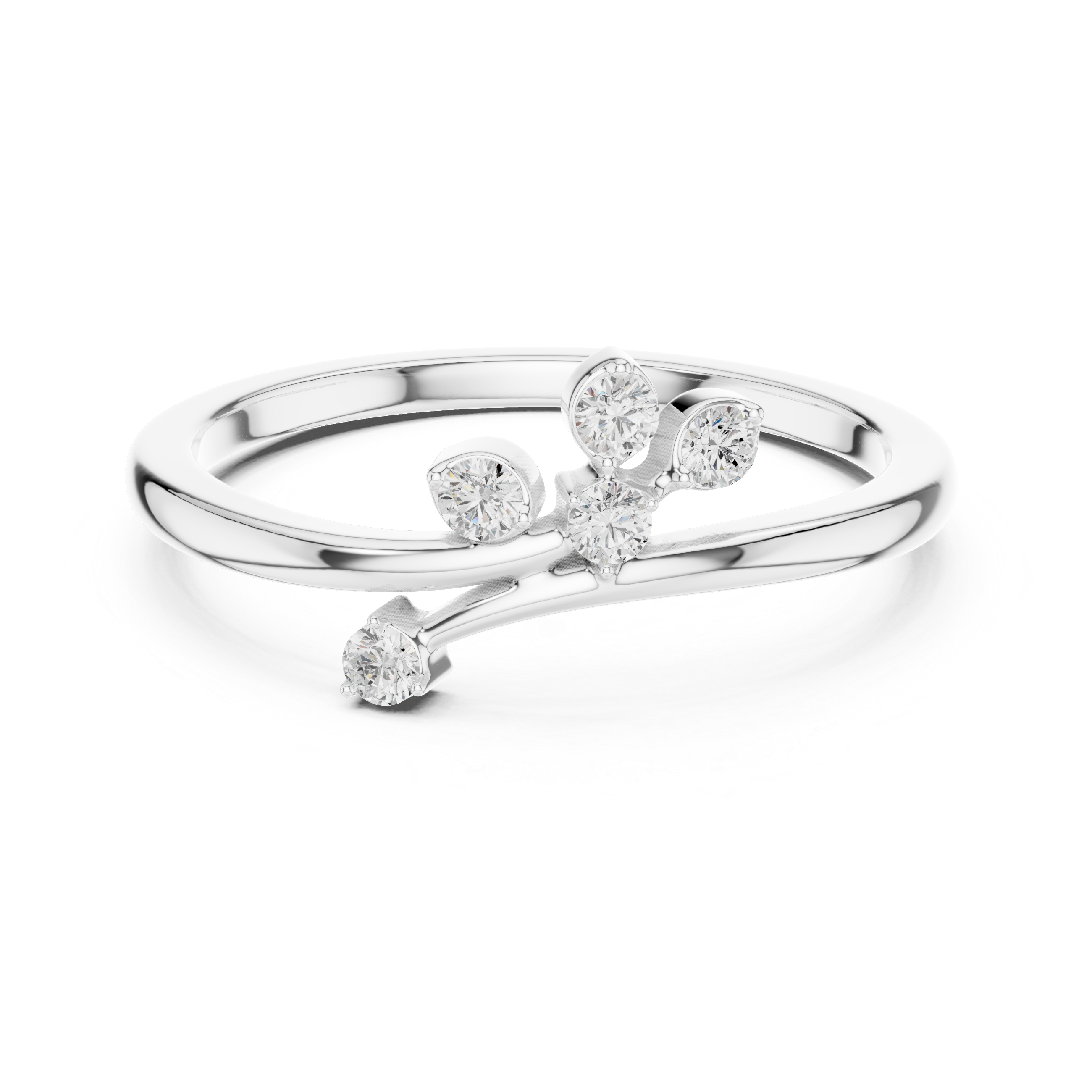 Round Cut Multi-Stone Diamond Branch Twist Ring