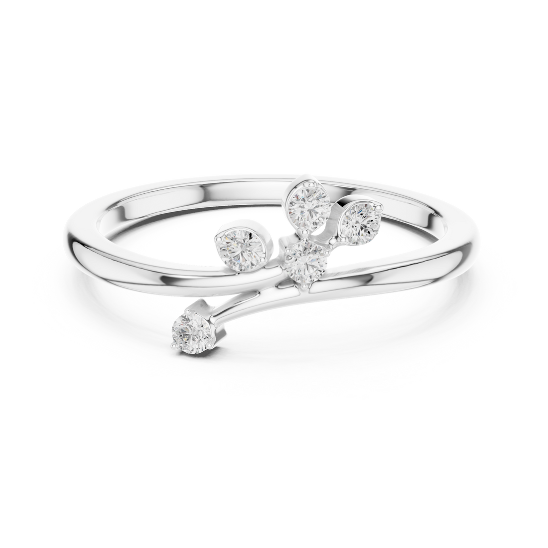 Round Cut Multi-Stone Diamond Branch Twist Ring