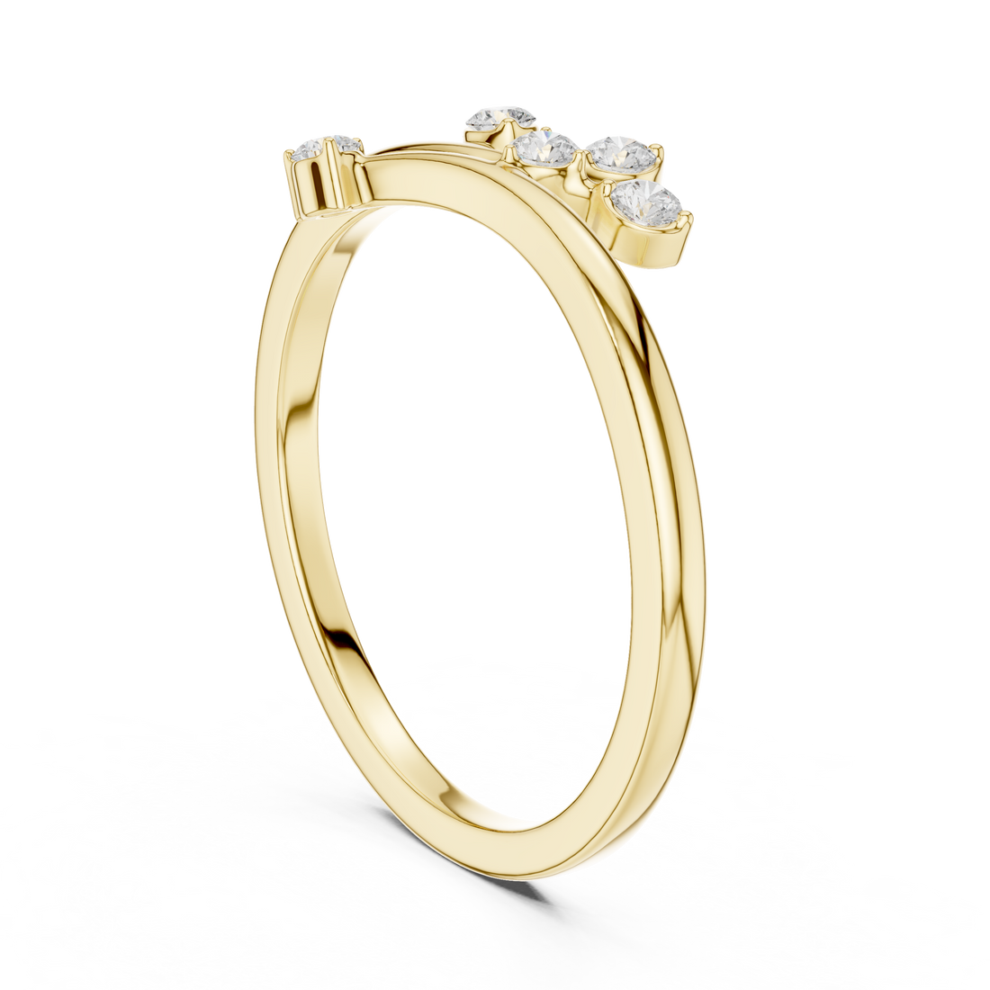 Round Cut Multi-Stone Diamond Branch Twist Ring