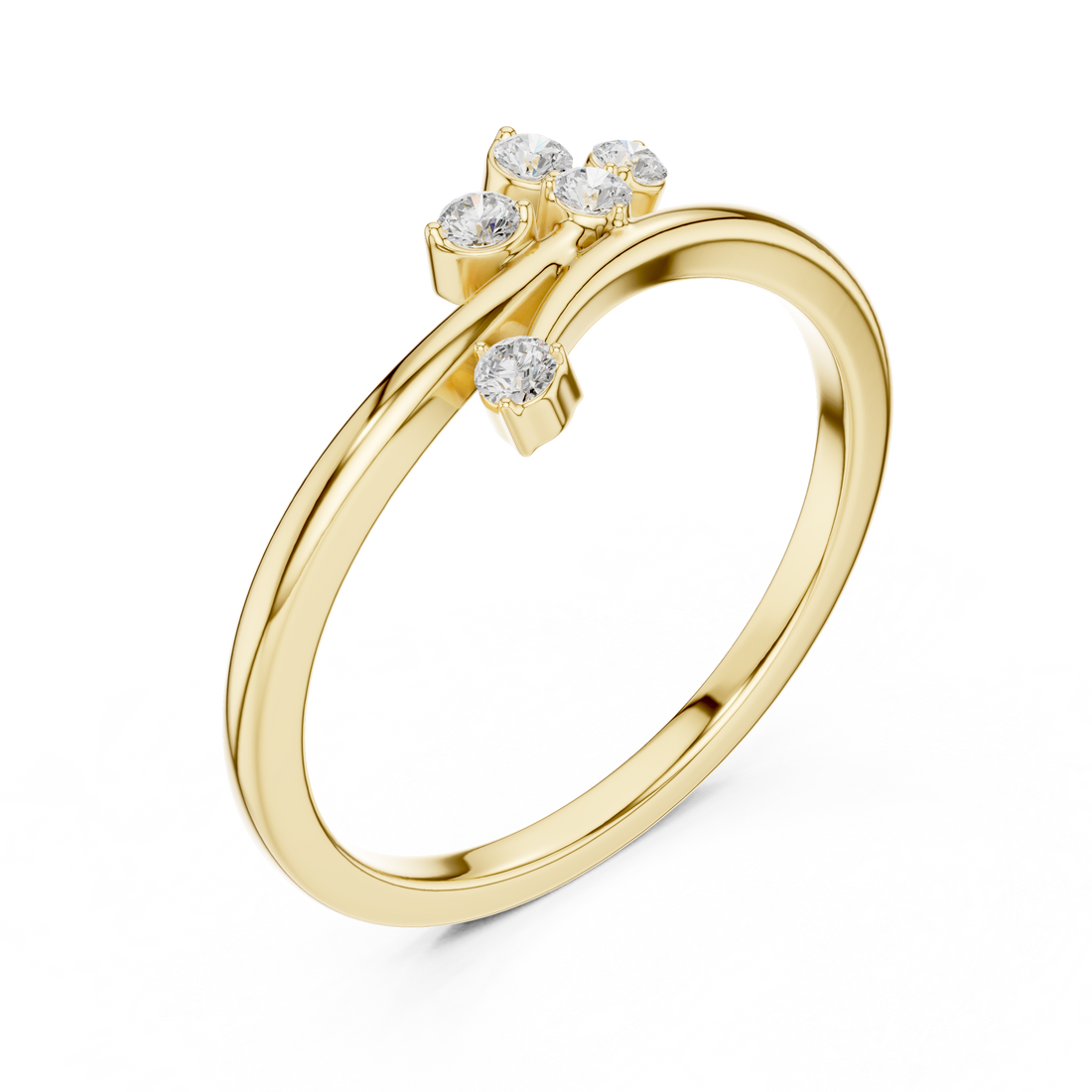 Round Cut Multi-Stone Diamond Branch Twist Ring