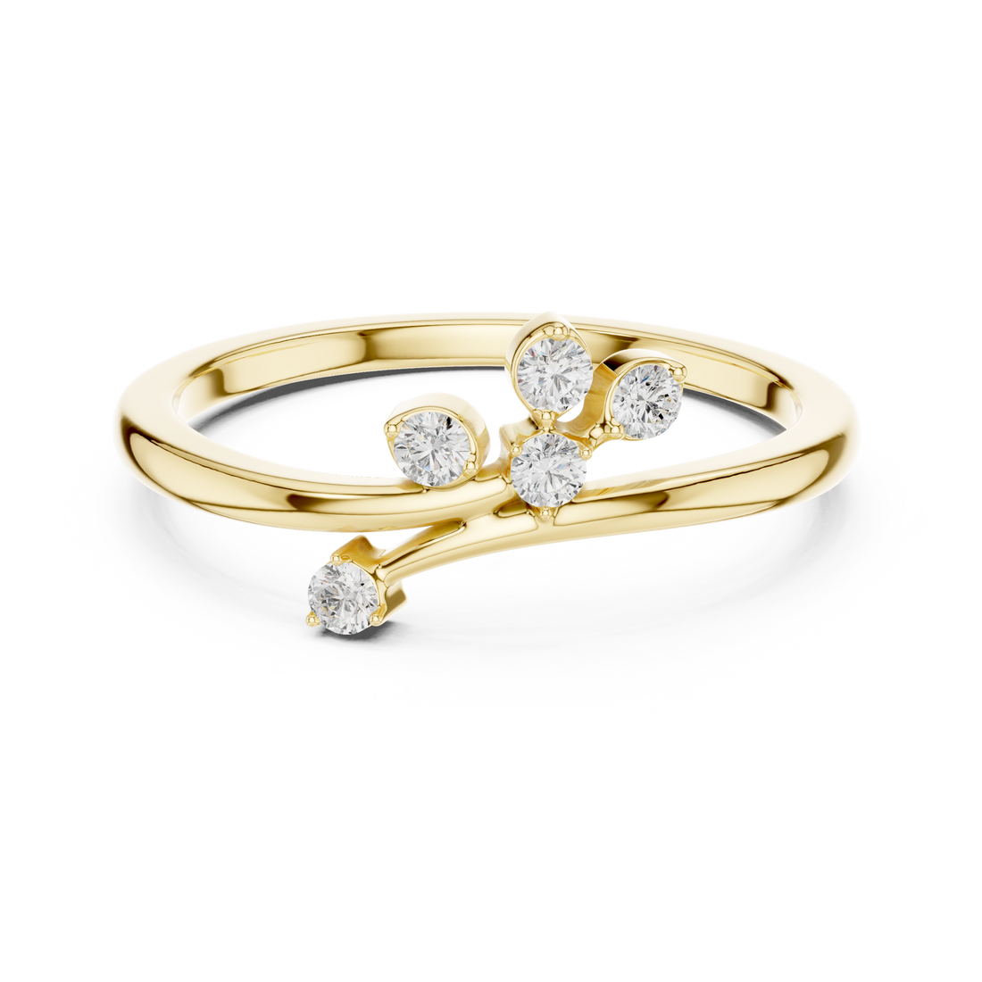 Round Cut Multi-Stone Diamond Branch Twist Ring
