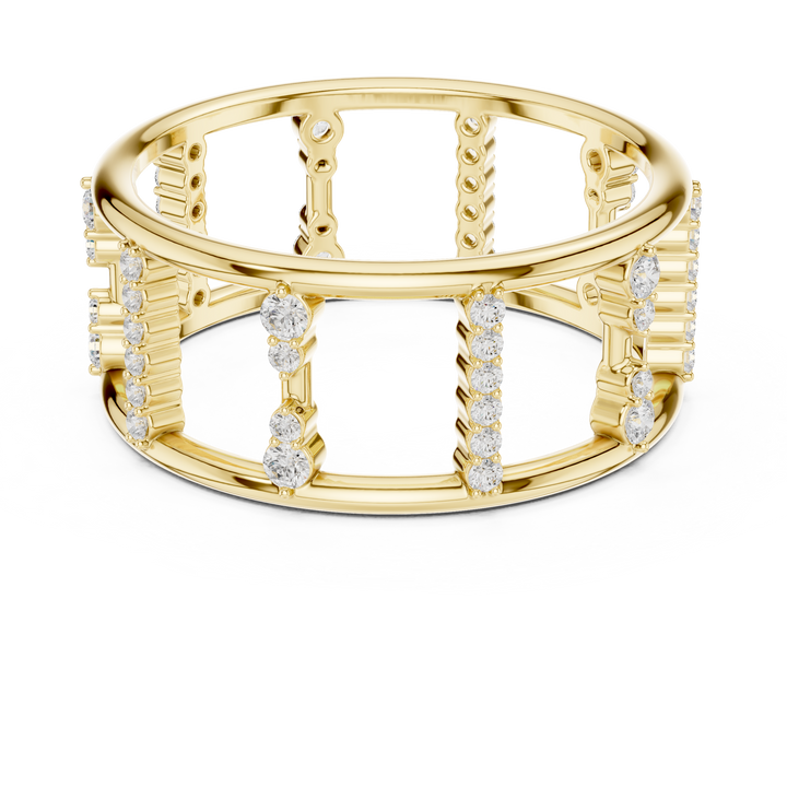 Round Cut Diamond Openwork Multi Row Band Ring