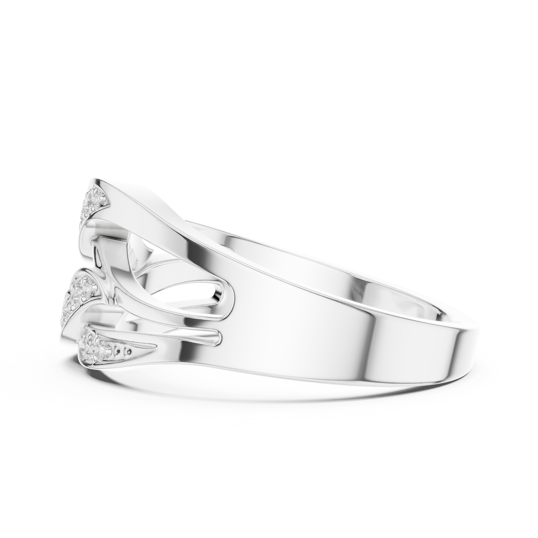 Round Cut Pavé Diamond Crisscross Twist Ring