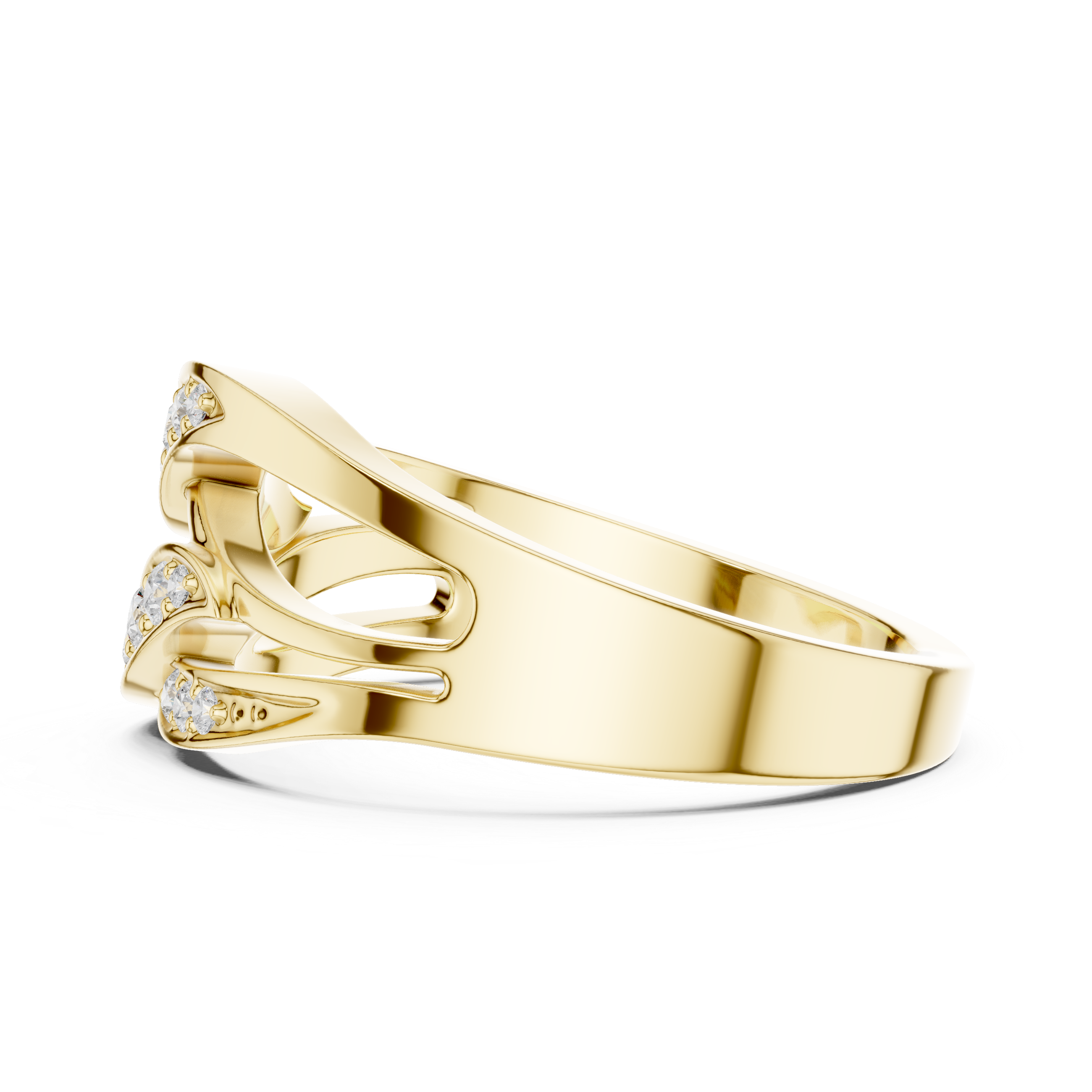 Round Cut Pavé Diamond Crisscross Twist Ring