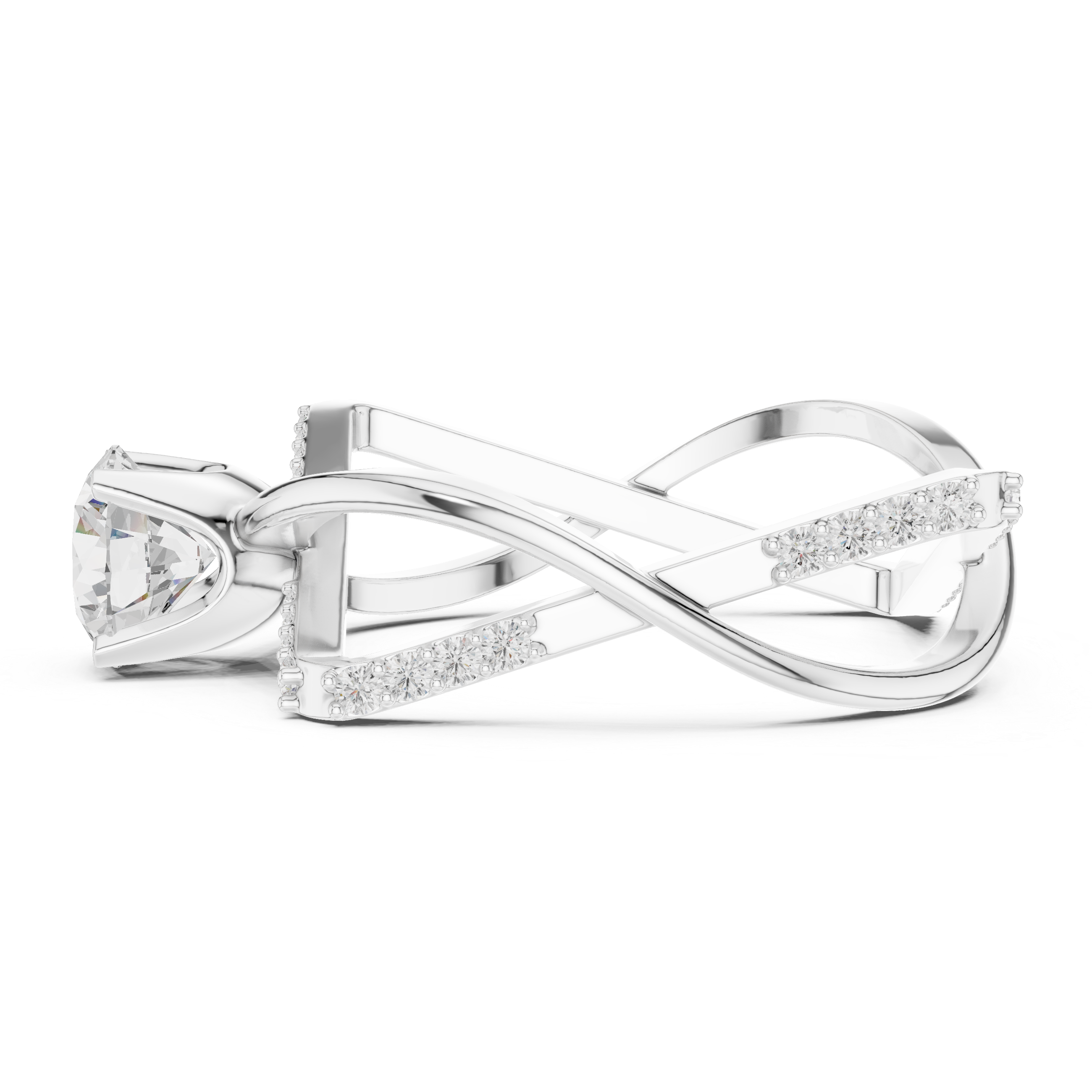 Round Cut Diamond Solitaire Twist Open Band Ring