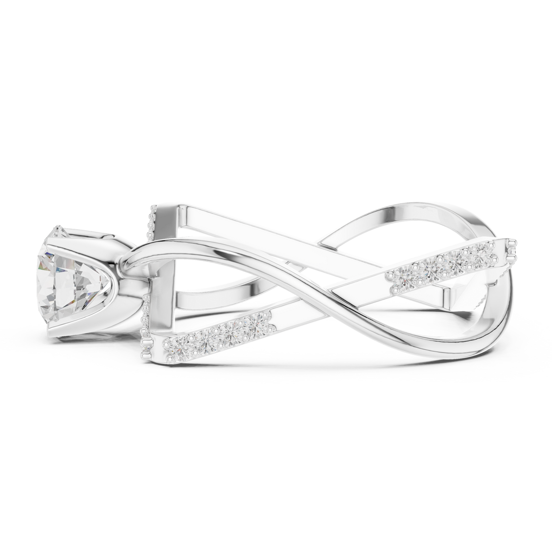Round Cut Diamond Solitaire Twist Open Band Ring