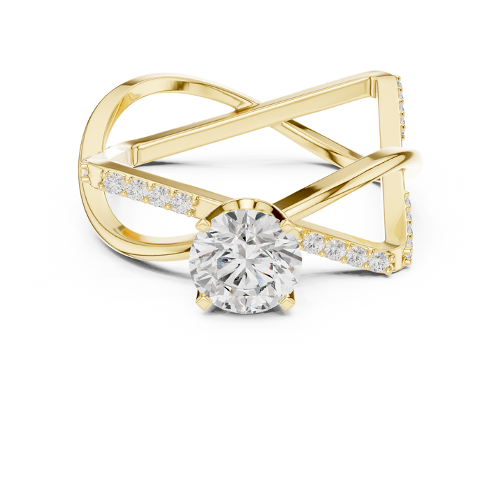Round Cut Diamond Solitaire Twist Open Band Ring