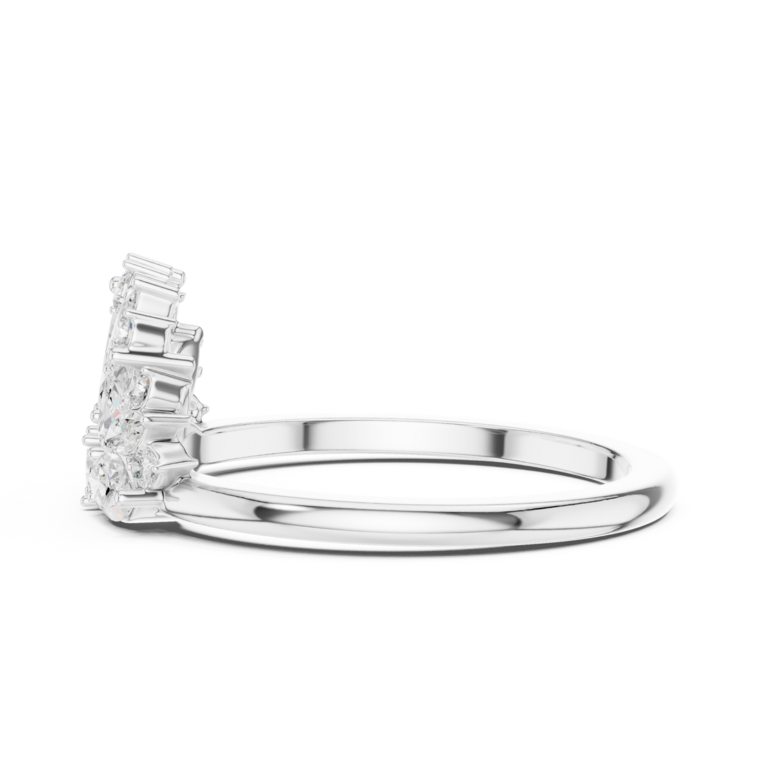 Marquise and Round Diamond Floral Cluster Halo Ring