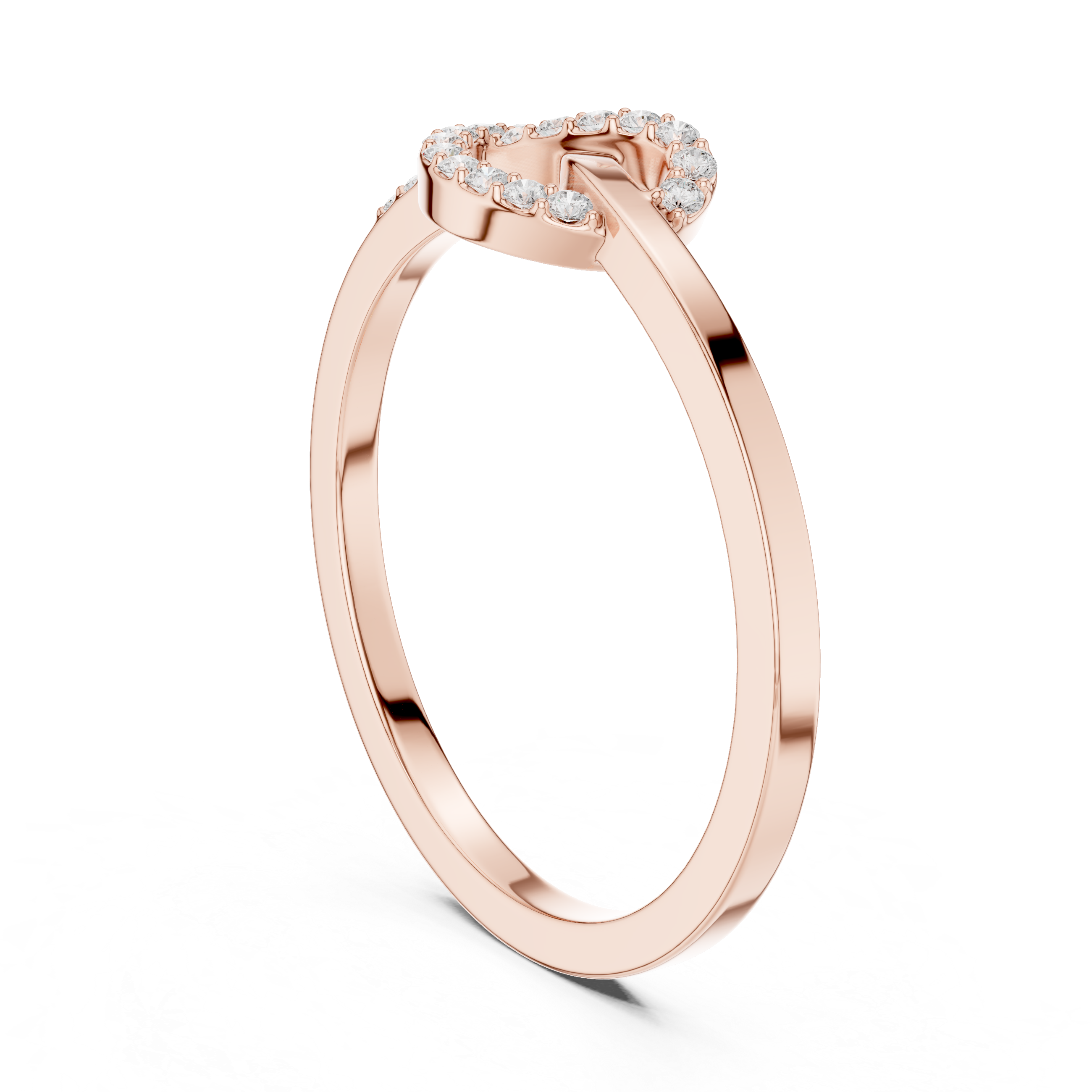 Round Cut Diamond Infinity Knot Ring with Pavé Accents