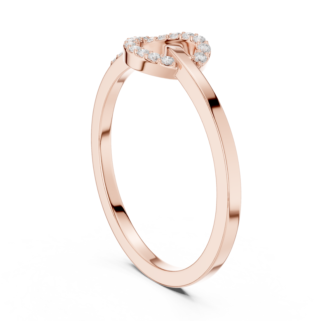 Round Cut Diamond Infinity Knot Ring with Pavé Accents