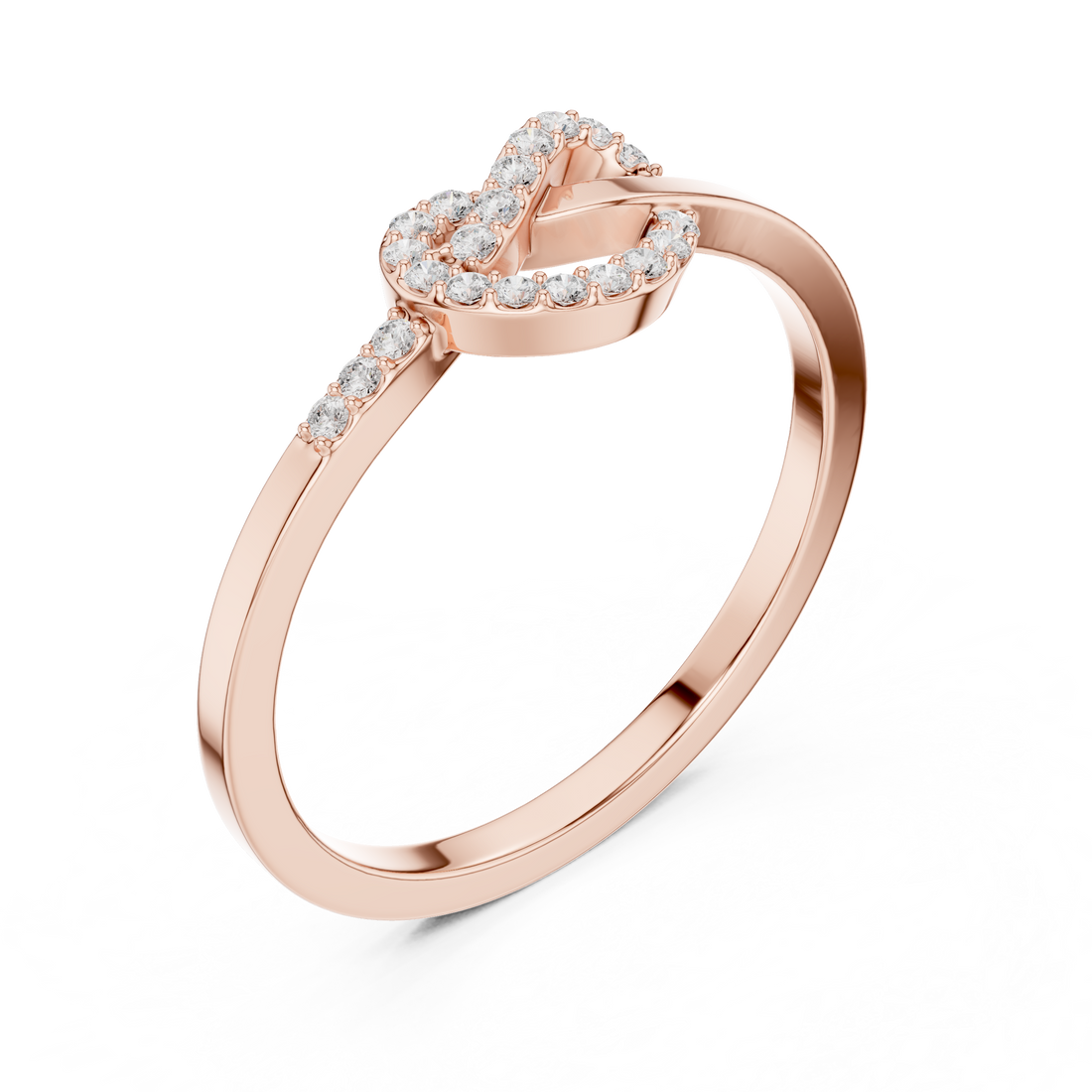 Round Cut Diamond Infinity Knot Ring with Pavé Accents