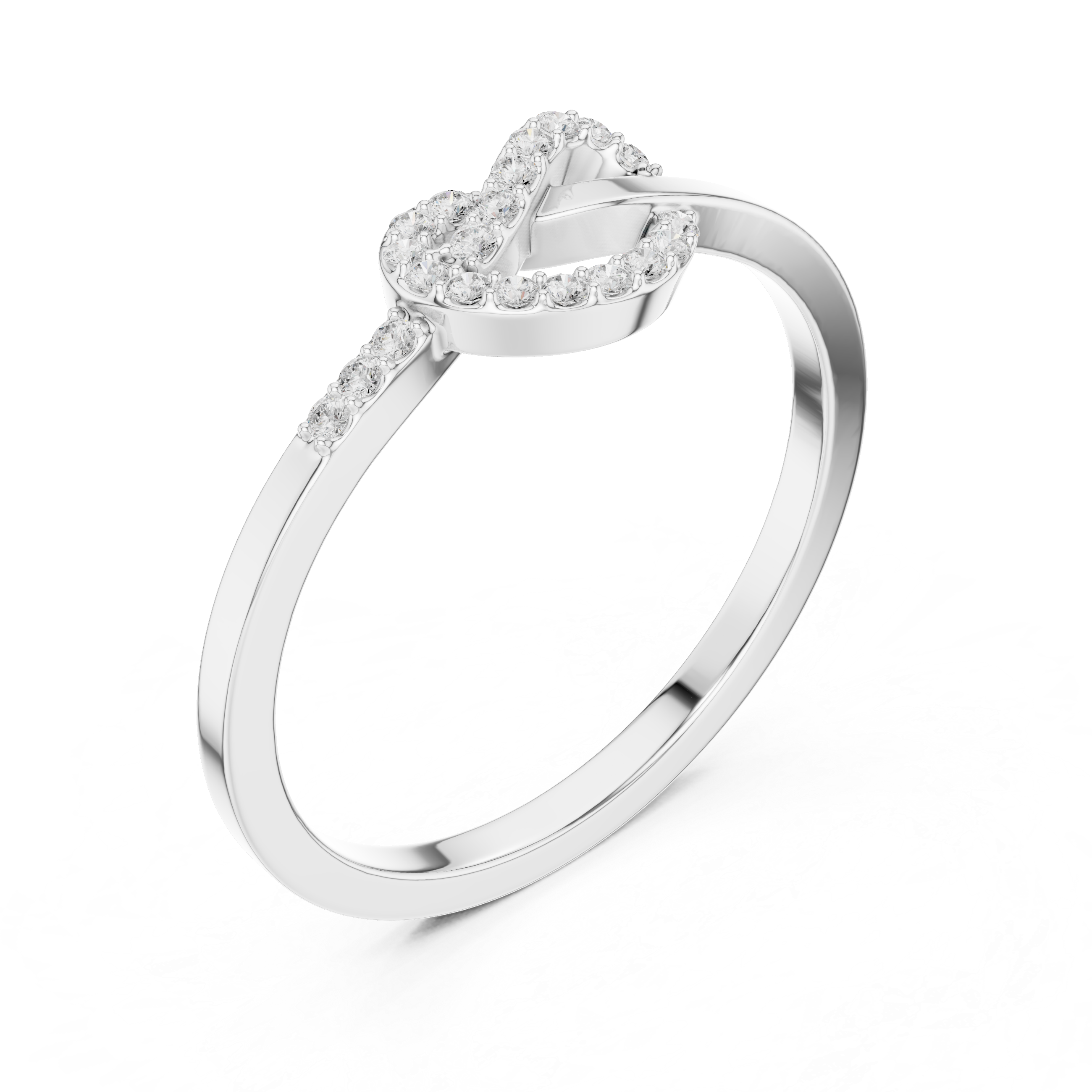 Round Cut Diamond Infinity Knot Ring with Pavé Accents