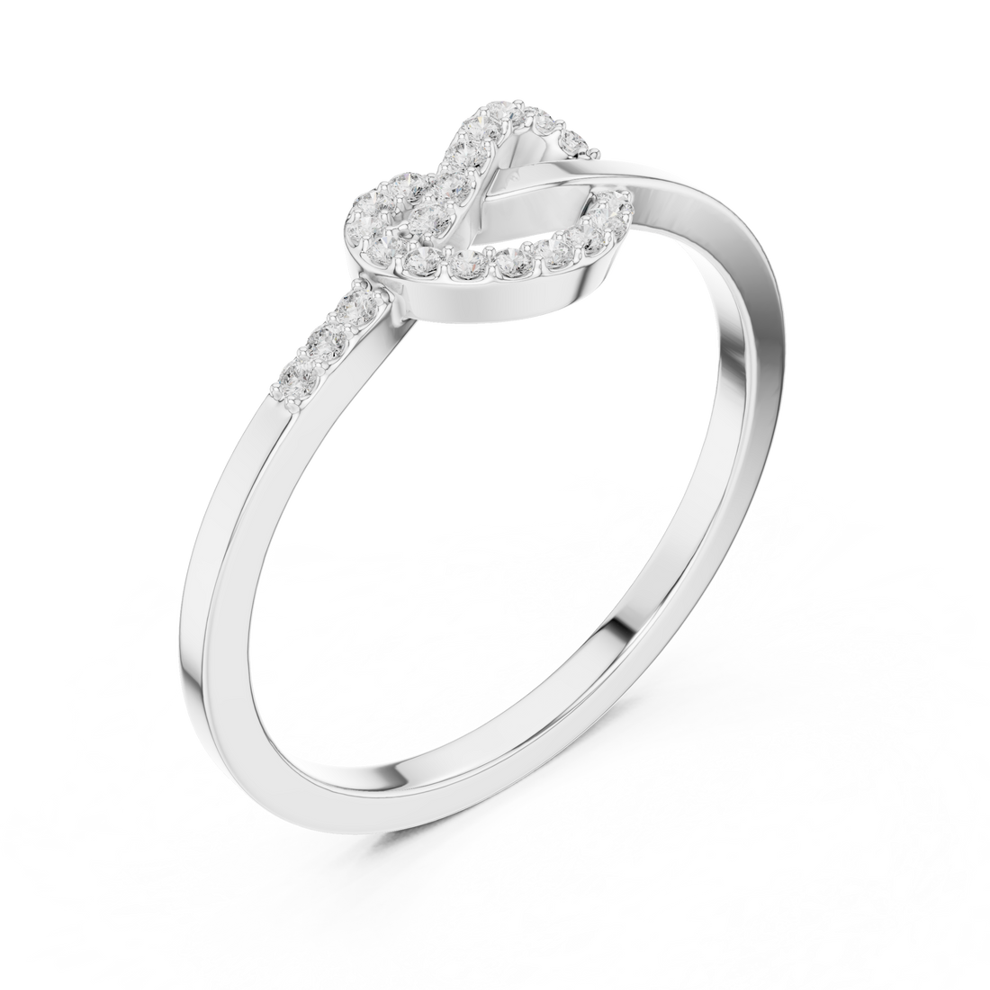 Round Cut Diamond Infinity Knot Ring with Pavé Accents