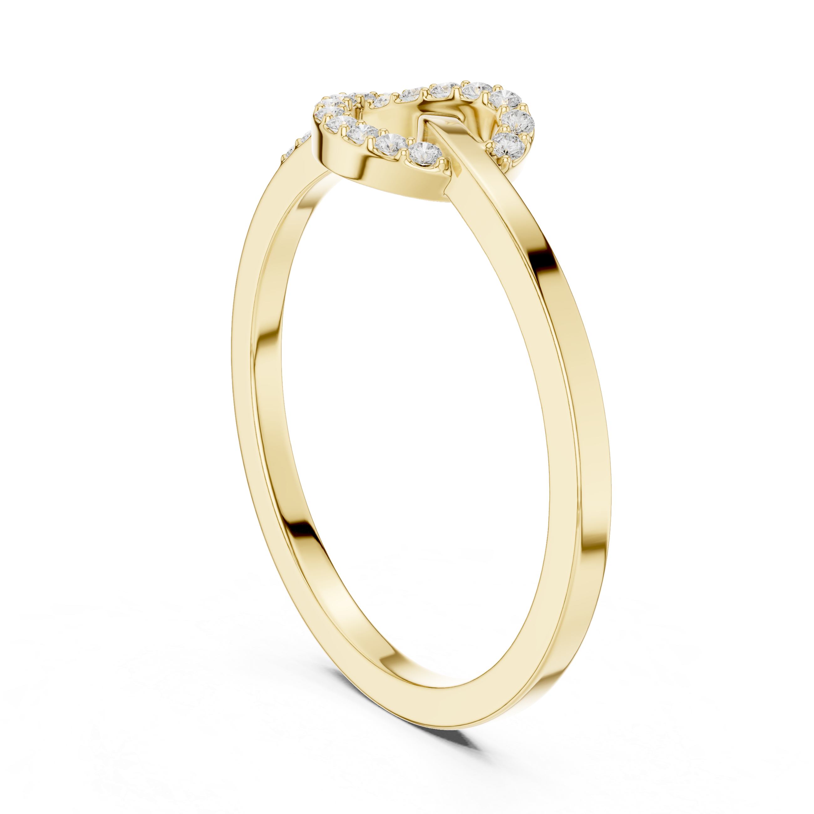 Round Cut Diamond Infinity Knot Ring with Pavé Accents