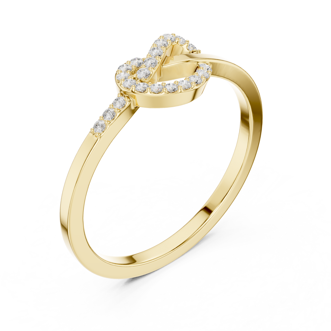 Round Cut Diamond Infinity Knot Ring with Pavé Accents