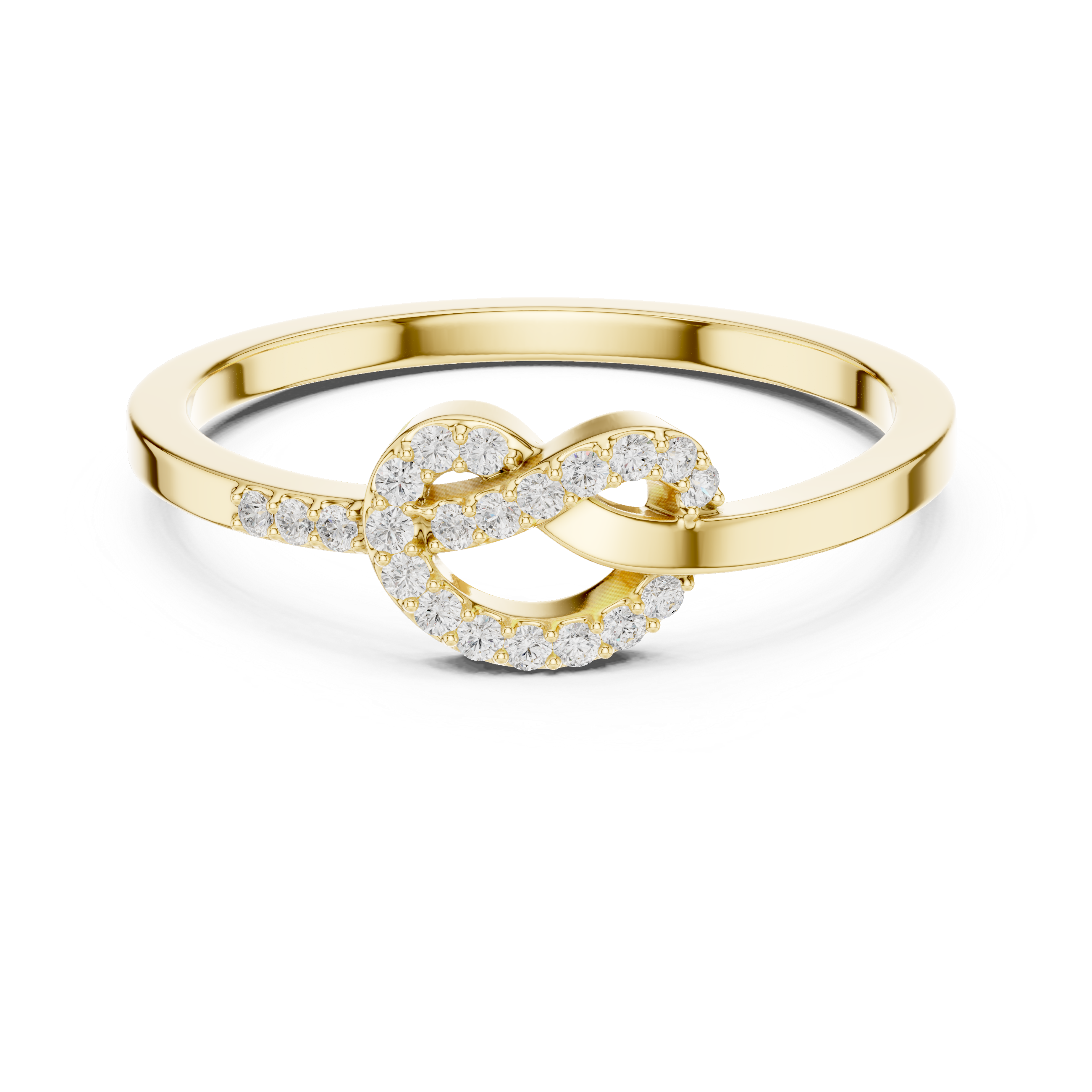 Round Cut Diamond Infinity Knot Ring with Pavé Accents