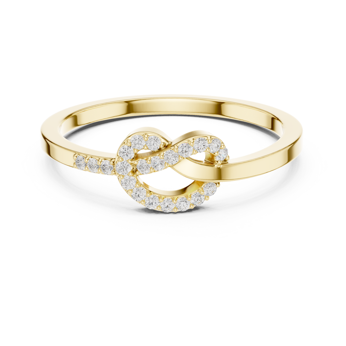 Round Cut Diamond Infinity Knot Ring with Pavé Accents