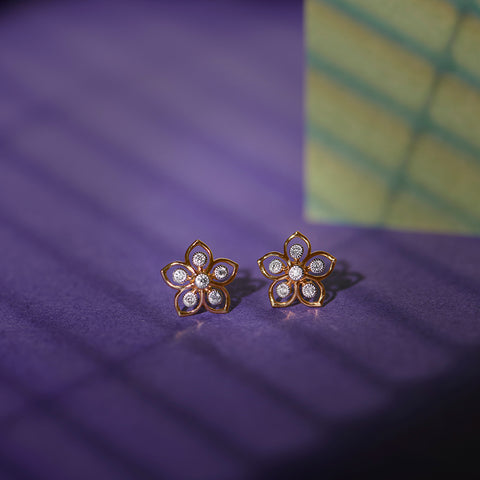 Glorious Floret Diamond Stud Earrings