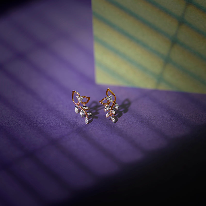 Classic Leaves Diamond Stud Earrings