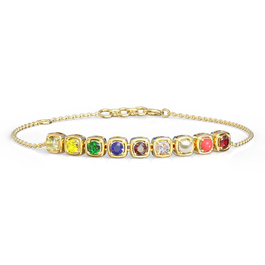 Delicate Navratna Gemstone Bracelet