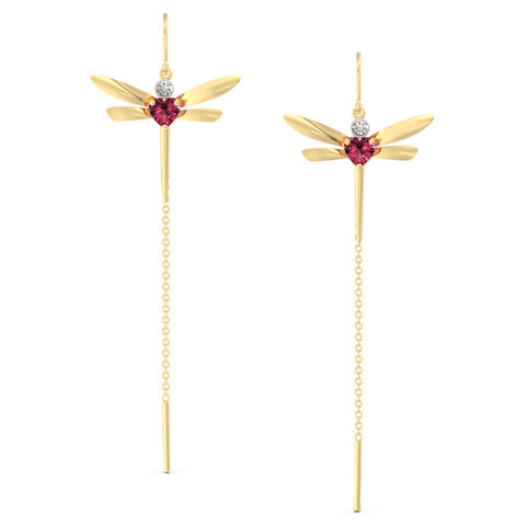 Dragonfly Gemstone Sui Dhaga Earrings