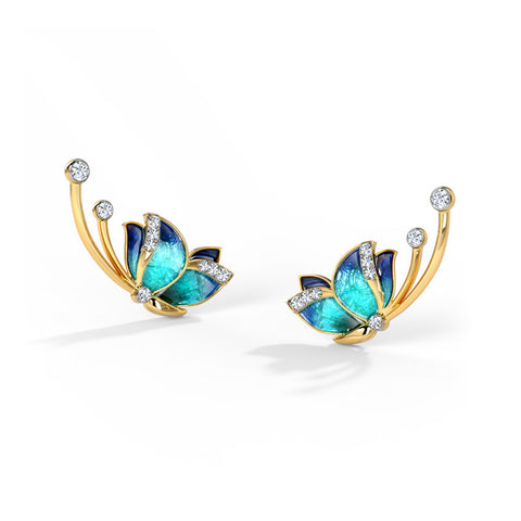 Flitter Blue Butterfly Diamond Ear Cuffs