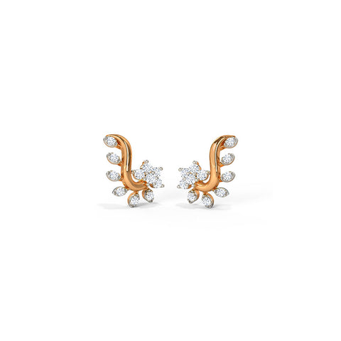 Floral Leaf Diamond Stud Earrings